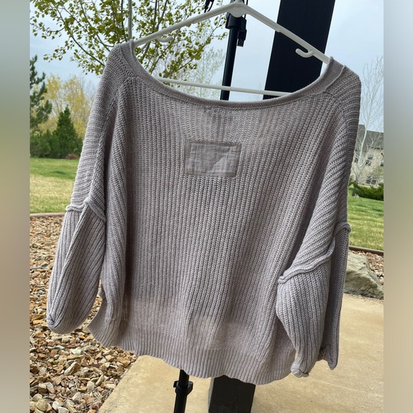 Gimmicks beige cotton knit oversized crop dolman sweater - Picture 4 of 12